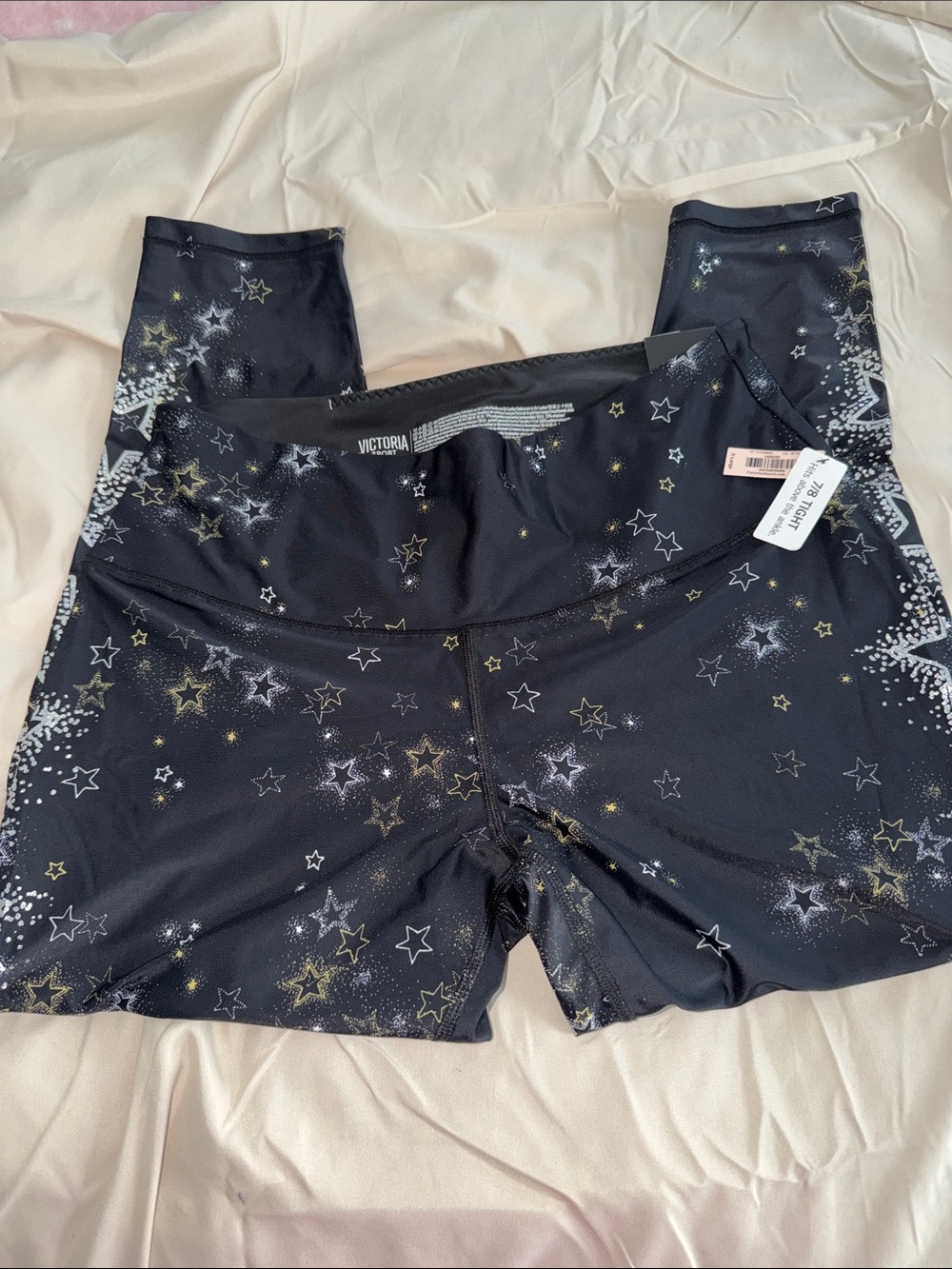 Victoria's Secret  Black Star-Print Leggings size XL BNWT